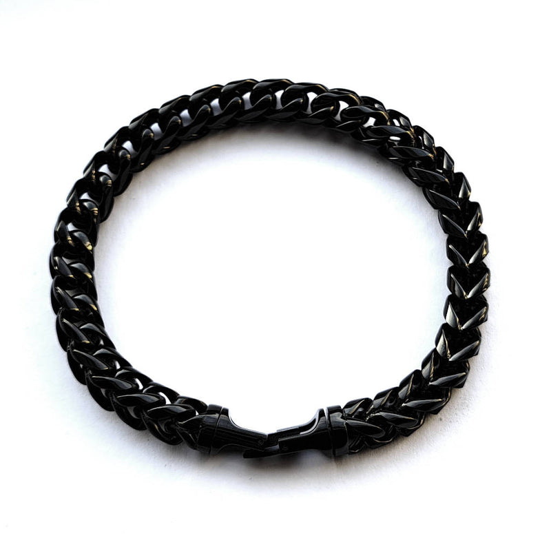 Black Biker Chain Bracelet - Stainless Steel - 36-1274