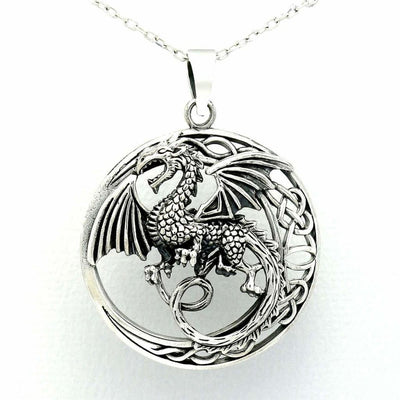 Silver Dragon Pendant With Celtic Knotwork