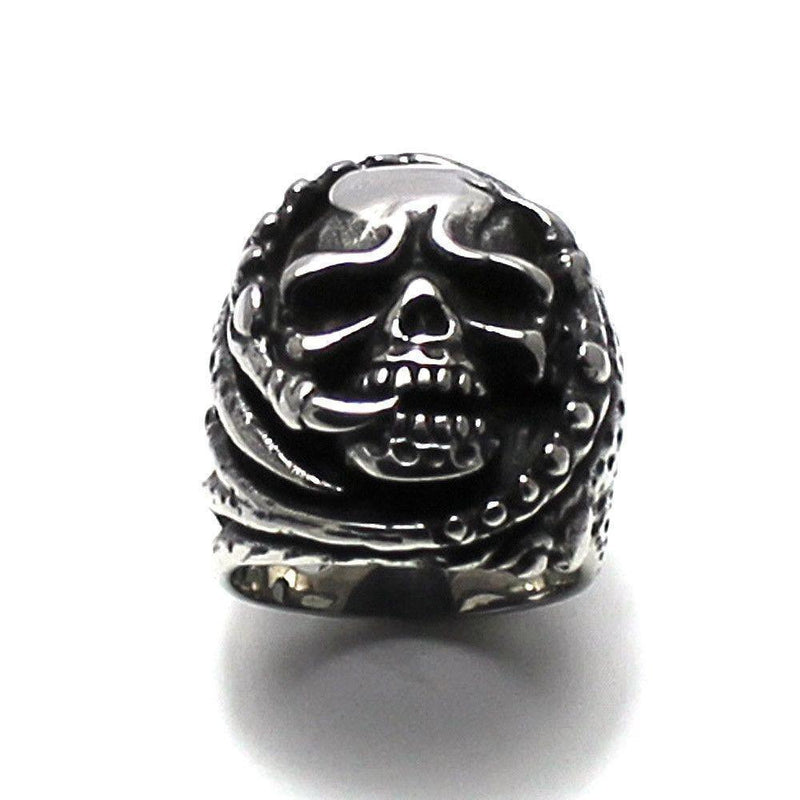 Skull Ring With Dragon Claws - Stainless Steel 370496