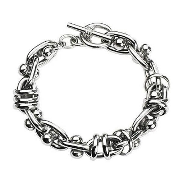 Stainless Steel Mens Bracelet With Kinetic Dumbell Links 3039