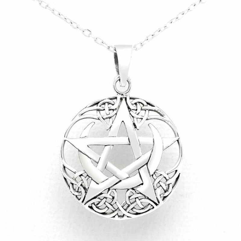 Sterling Silver Pentagram Pendant With Celtic Knotwork