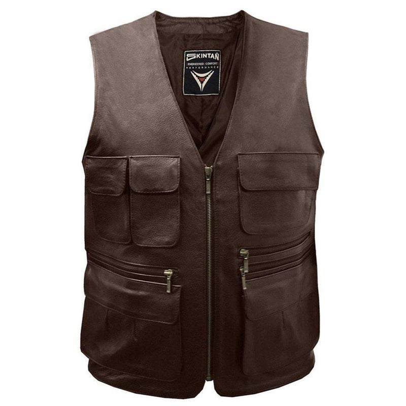 Trapper - Multi-Pocket Biker Vest by Skintan Leather