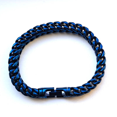 Blue Biker Chain Bracelet - Stainless Steel - 36-1273