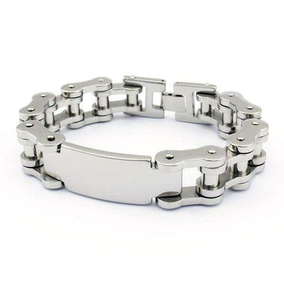 17.5mm Motorcycle Chain Bracelet With ID Plate - 150106