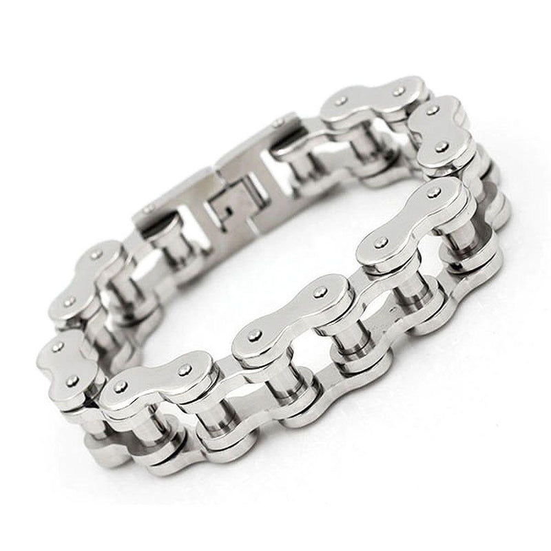 Silver Motorcycle Chain Bracelet | Skull Action