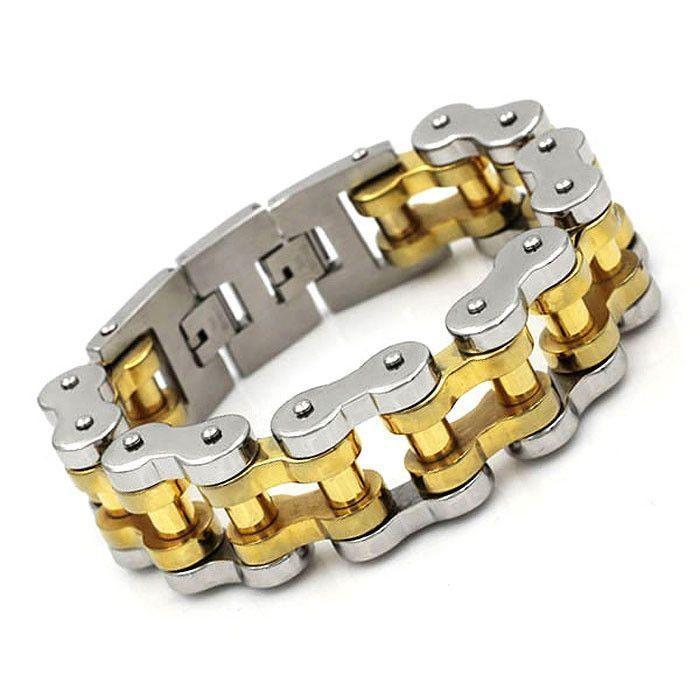 22 mm Gold Ion Plated Motorbike Chain Bracelet - 710035