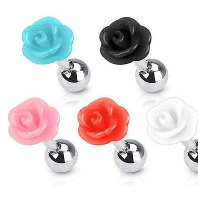 316L Surgical Steel Acrylic Rose Tragus Barbell