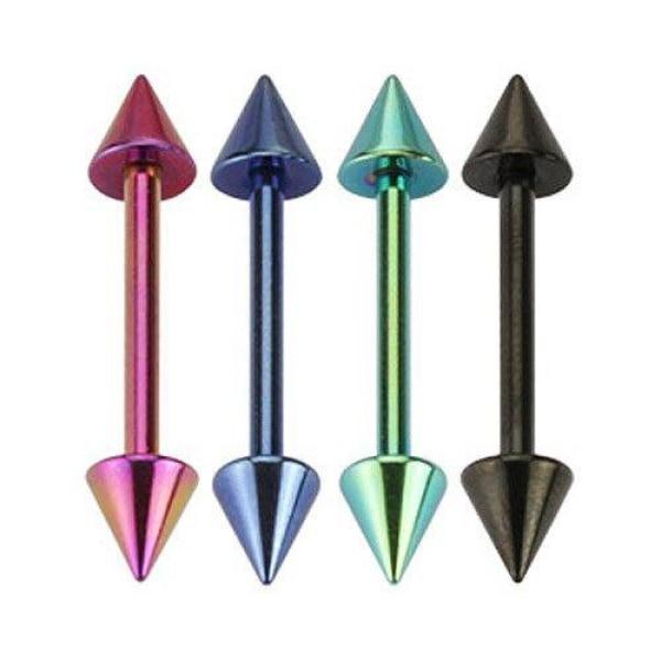 316L Surgical Steel Double Ended Spike Barbell with Titanium Ion Plating