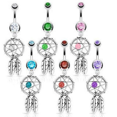 316L Surgical Steel Dream Catcher Belly Navel Bar