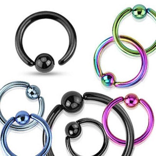 316L Surgical Steel One Side Fixed Ball Ring with Ion Plating