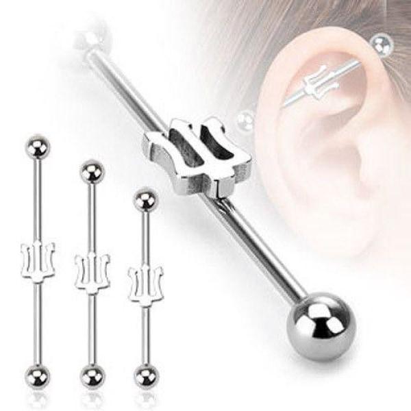 316L Surgical Steel Trident Scaffold Barbell