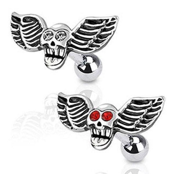 316L Surgical Steel Winged skull Cartilage/Tragus Barbell