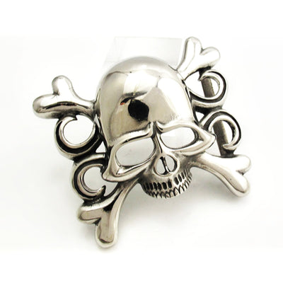 Skull & Crossbones Belt Buckle - Stainless Steel - 370020