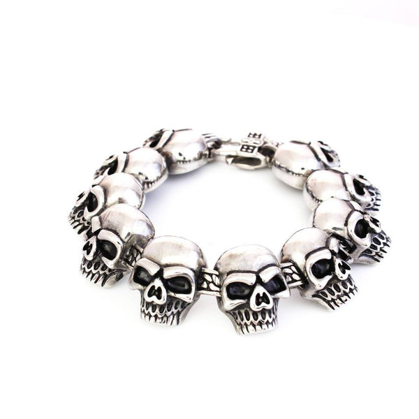 Big and Heavy Skulls Bracelet - Stainless Steel - 200275