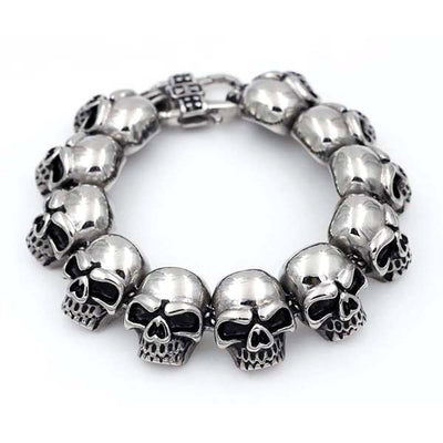 Big and Heavy Skulls Bracelet - Stainless Steel - 200275