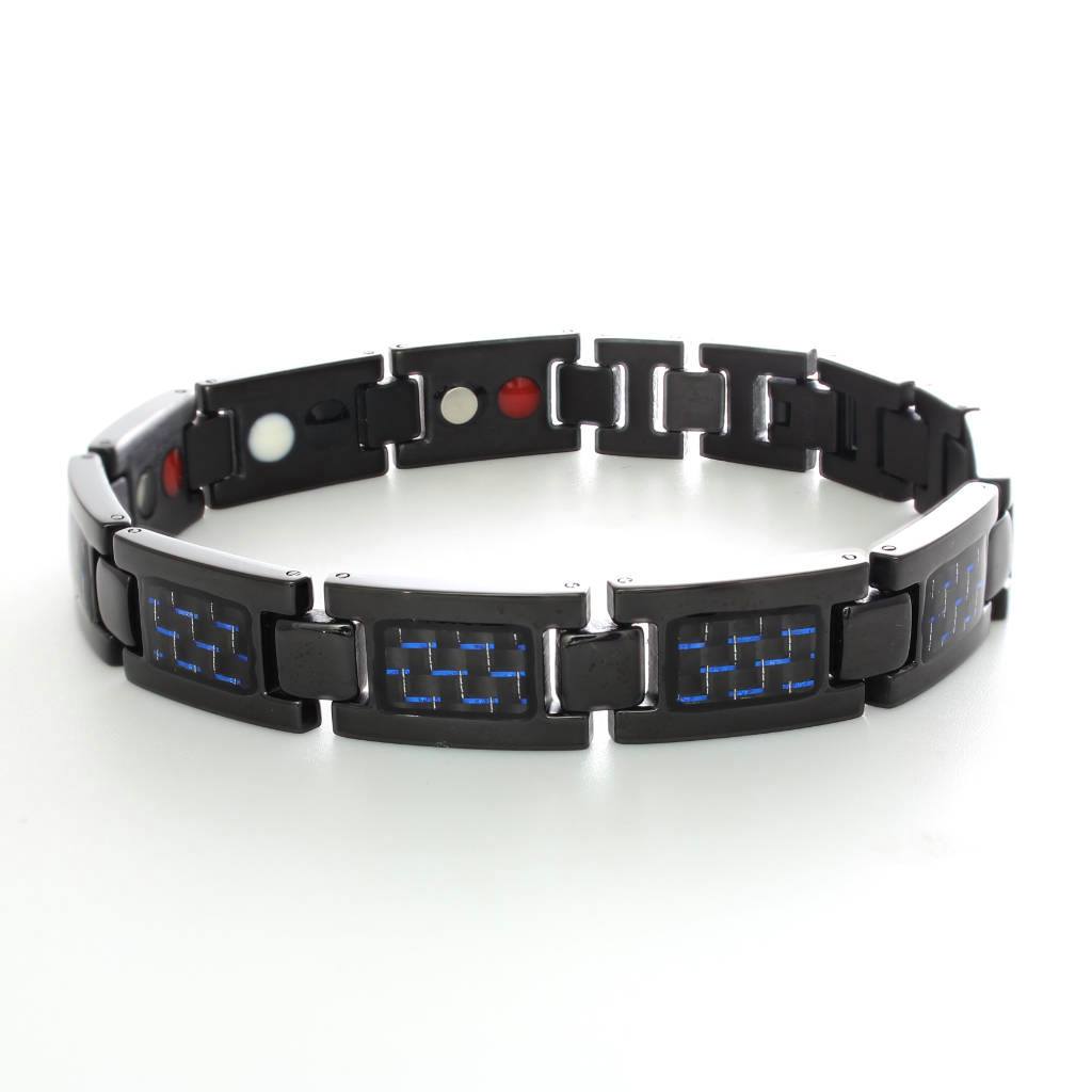 Black And Blue Patterned Titanium Bracelet