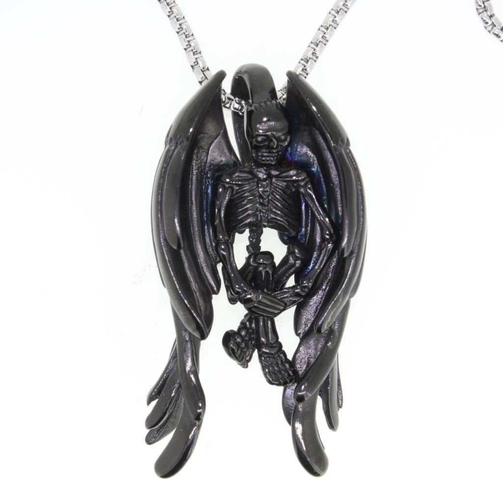 Black Angel of Death Pendant - Stainless Steel