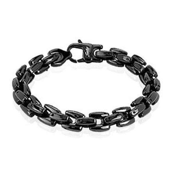 Black Biker Chain Bracelet - Stainless Steel - 6604