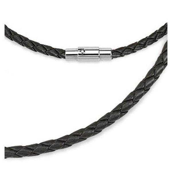 Black Platted Leather Necklace - 20" 3mm - SN9027-3K