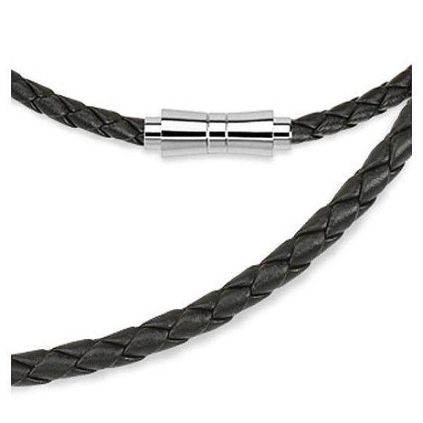 Black Platted Leather Necklace - 20" 4mm - HSN9021-4K