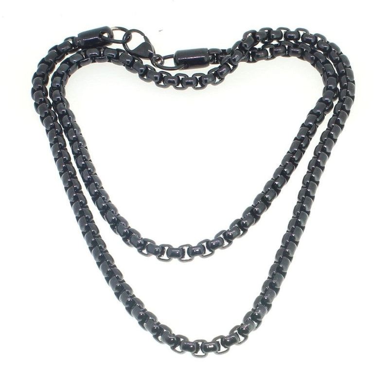 Black Stainless Steel Link Chain with Clasp - 150366