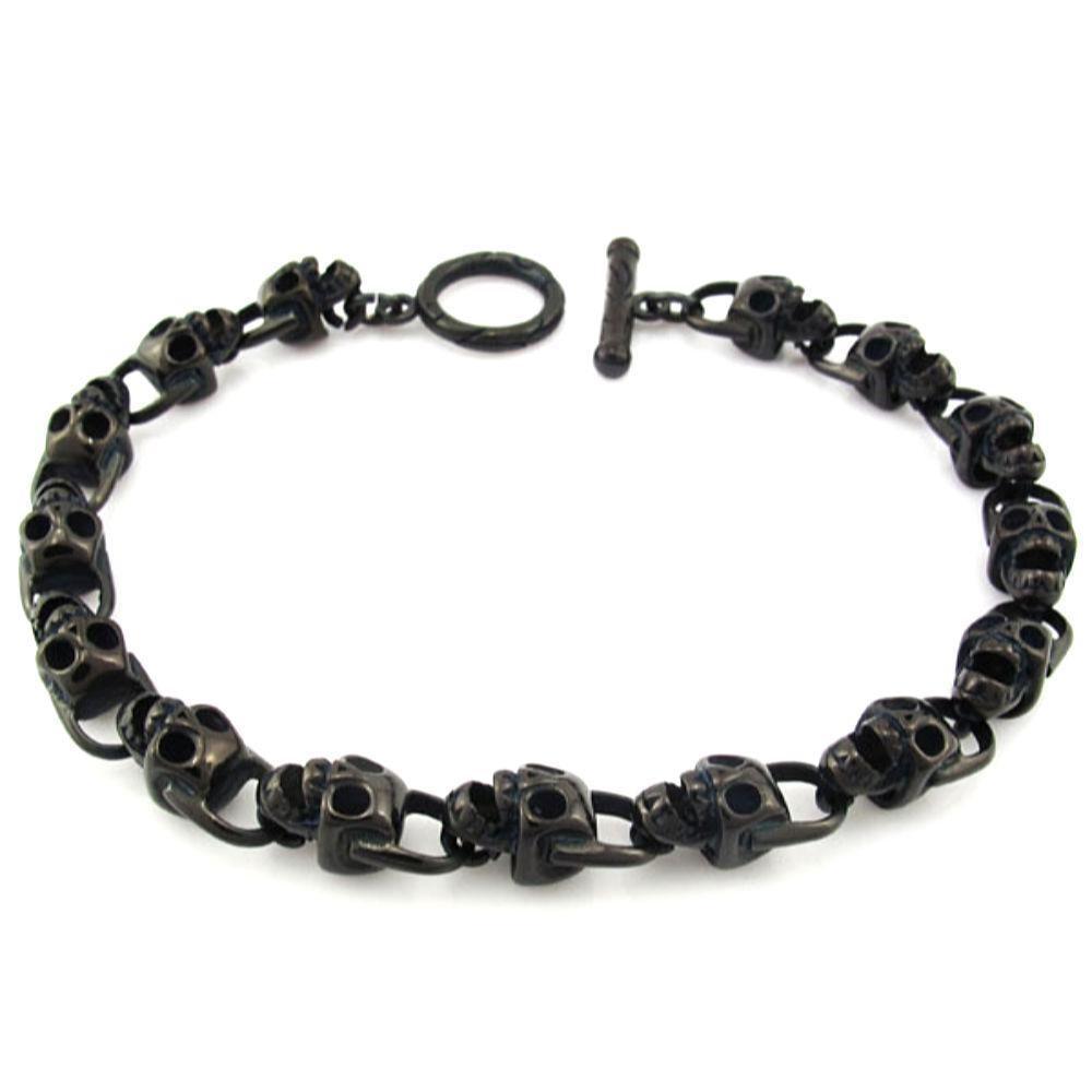 Black Stainless Steel Skulls Bracelet - 289