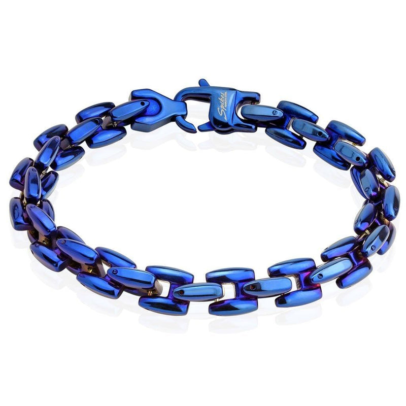 Blue Ion Plated Stainless Steel Mens Bracelet - 6602