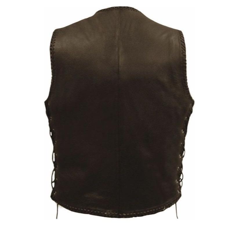 Brace - Laced Hand Plaited Biker Vest by Skintan Leather