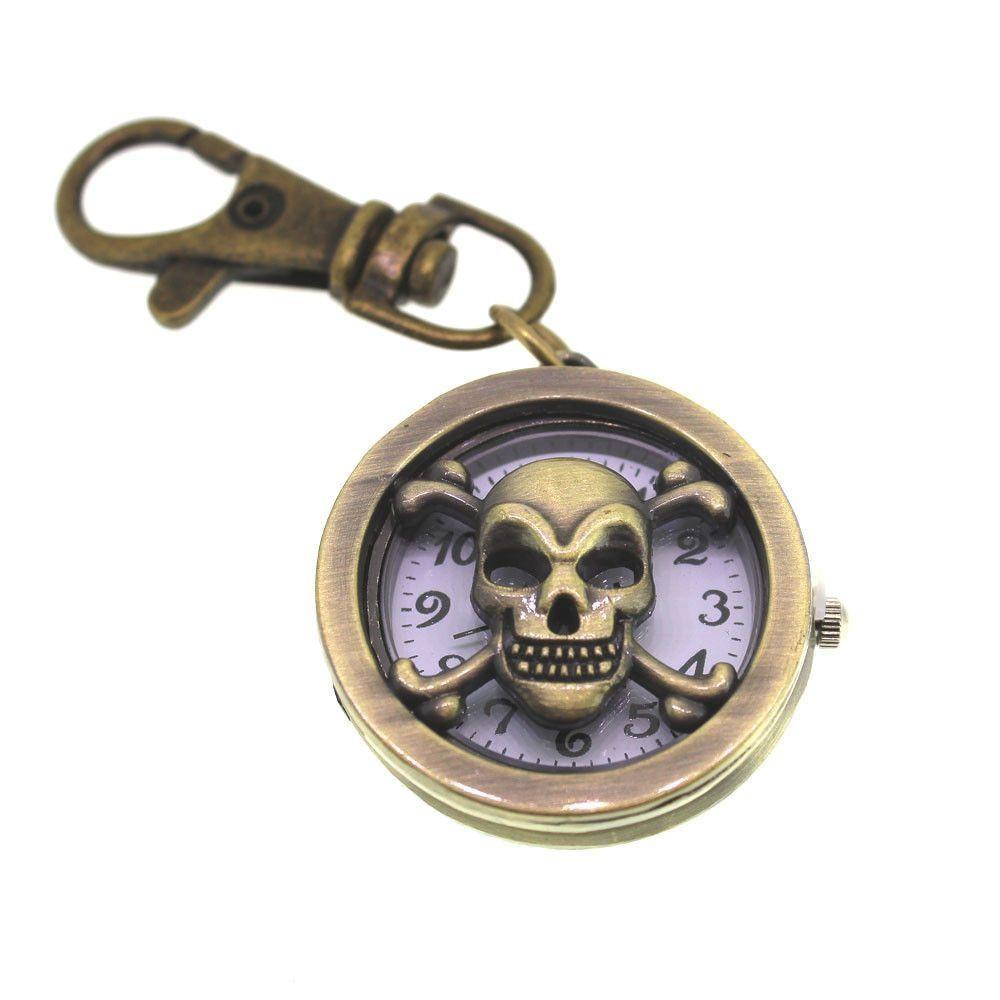 Bronze Colour Plated Zinc Alloy Key Chain Skull Watch