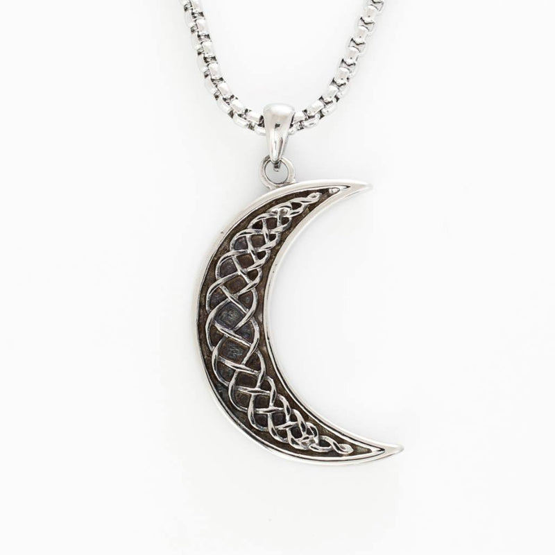 Celtic Stainless Steel Crescent Moon Pendant