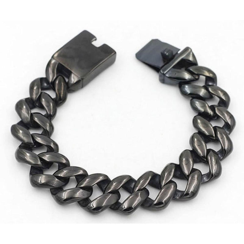 Chunky Black Stainless Steel Link Bracelet - 200378