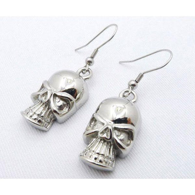 Dangling Stainless Steel Skull Earrings - 050274