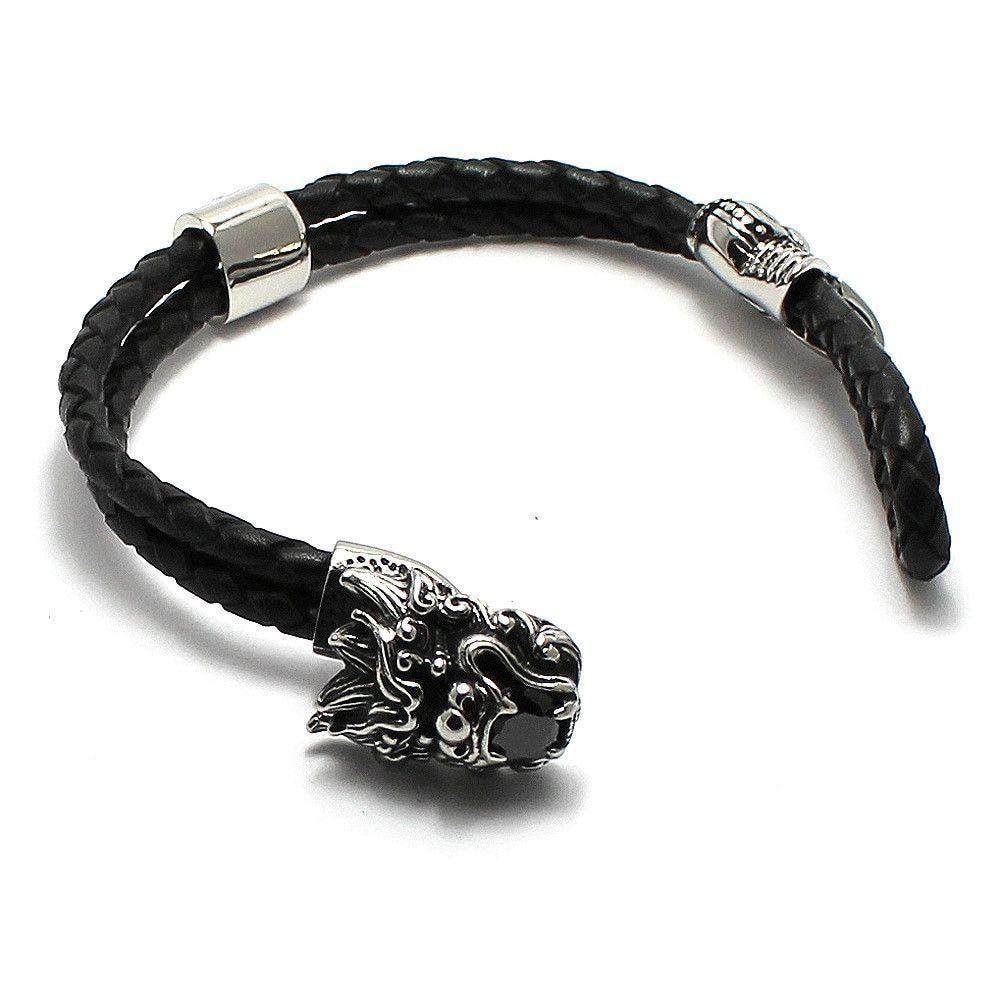 Dragon Bracelet - Stainless Steel & Leather - 170166
