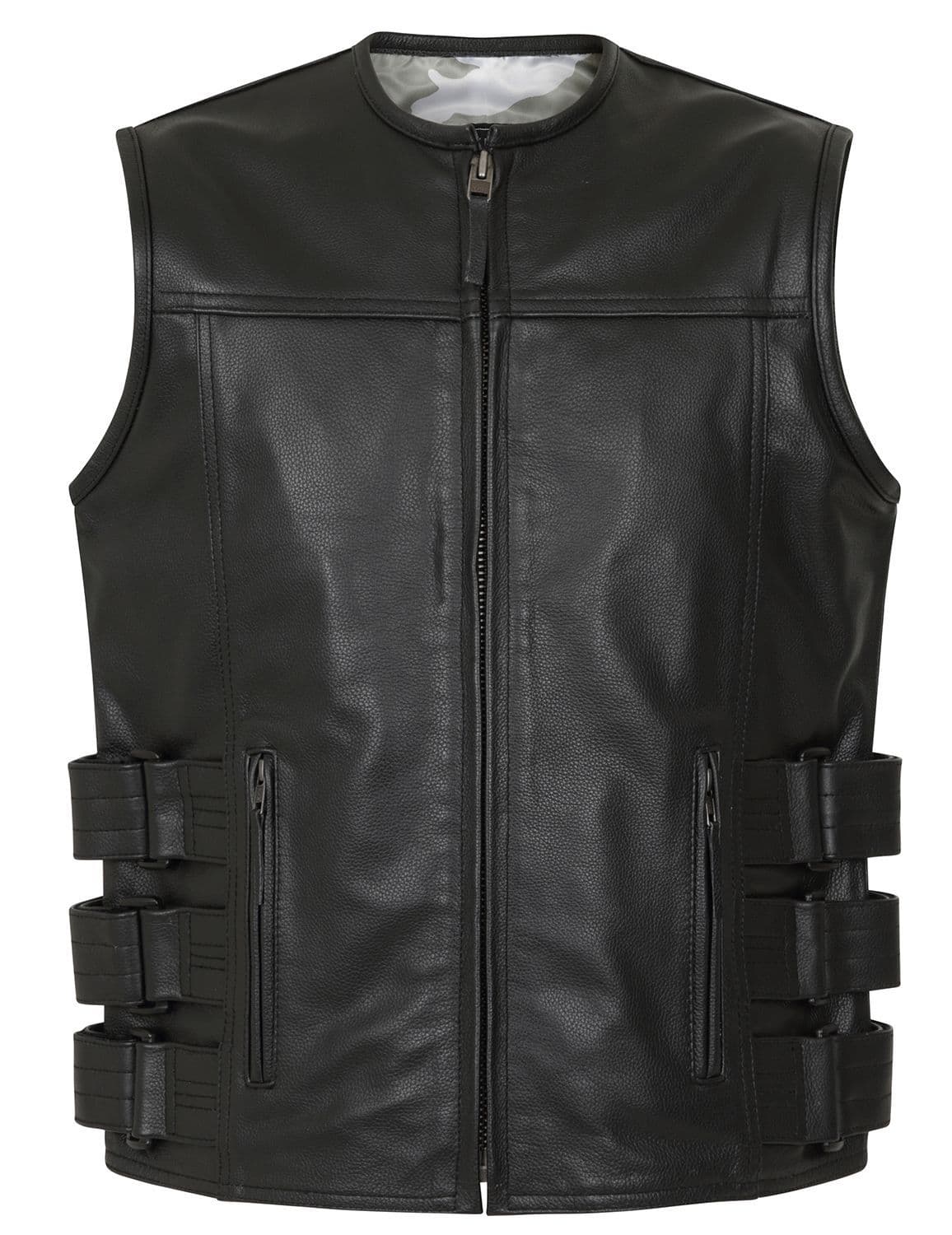 Enforcer Leather Tactical Style Biker Vest by Skintan Leather