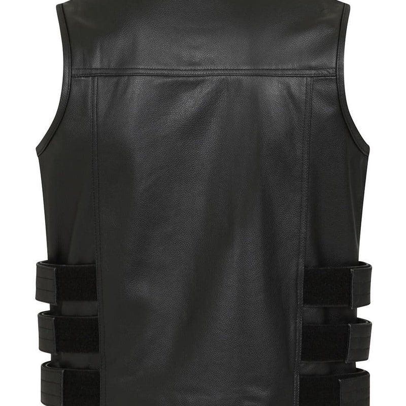 Enforcer Leather Tactical Style Biker Vest by Skintan Leather