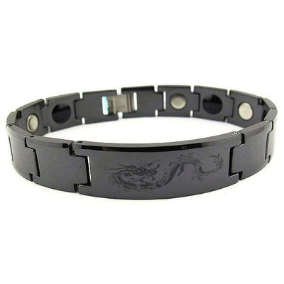 Gents Dragon Design Black Ceramic Bracelet - 270076