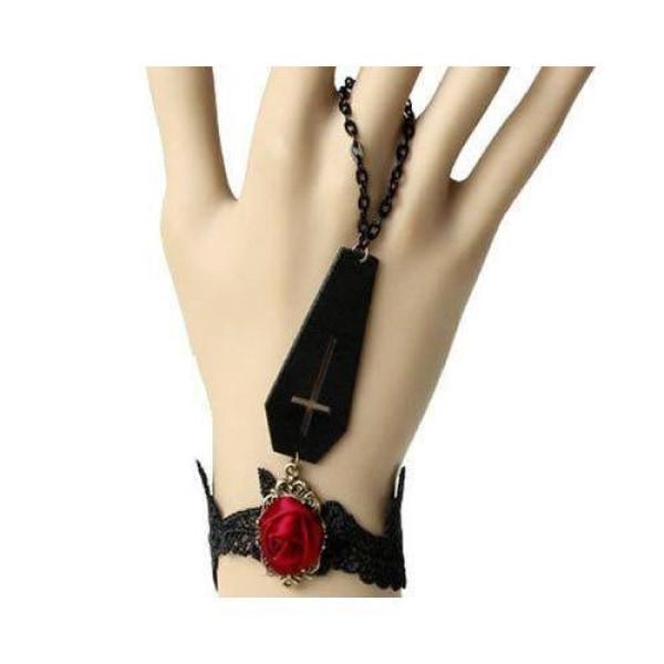 Gothic Bracelet With Coffin and Rose
