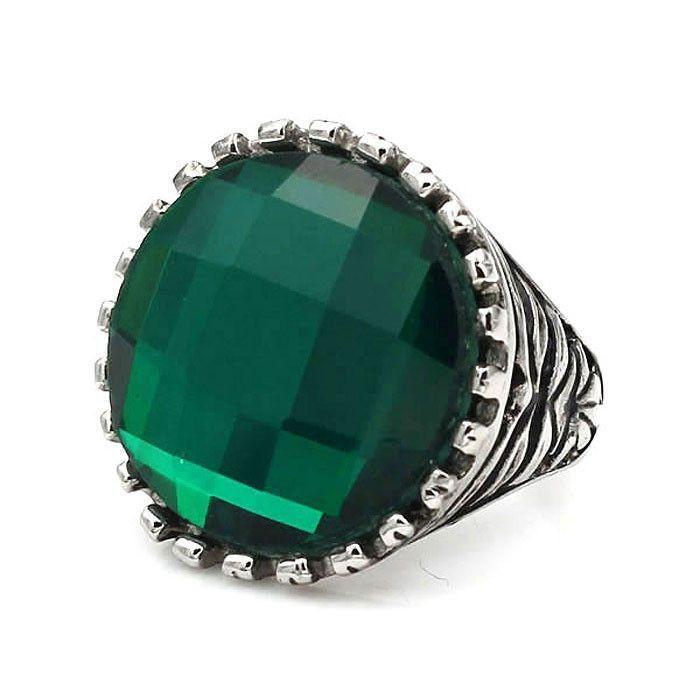 Green Gemstone Ring - Stainless Steel - 200020