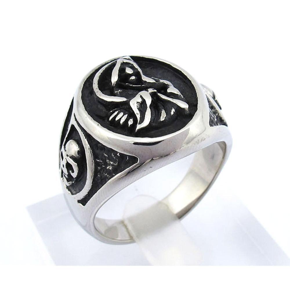 Grim Reaper Ring With Skulls Stainless Steel - 350236
