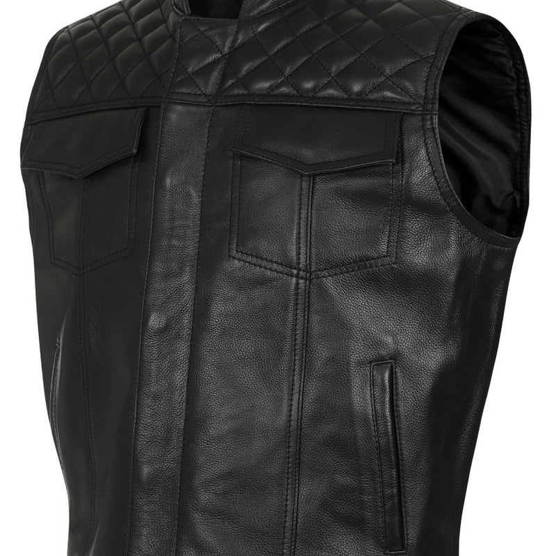 Gunner Leather Biker Vest by Skintan Leather