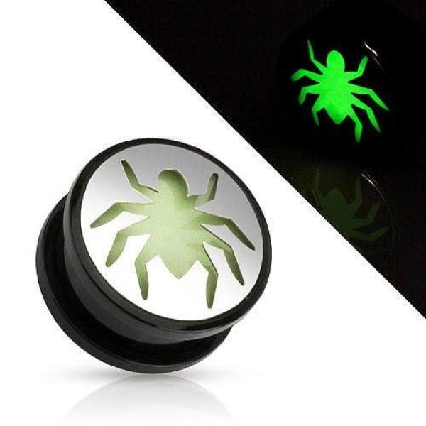 Hollow Acrylic Glow in the Dark Spider Screw Fit Plug