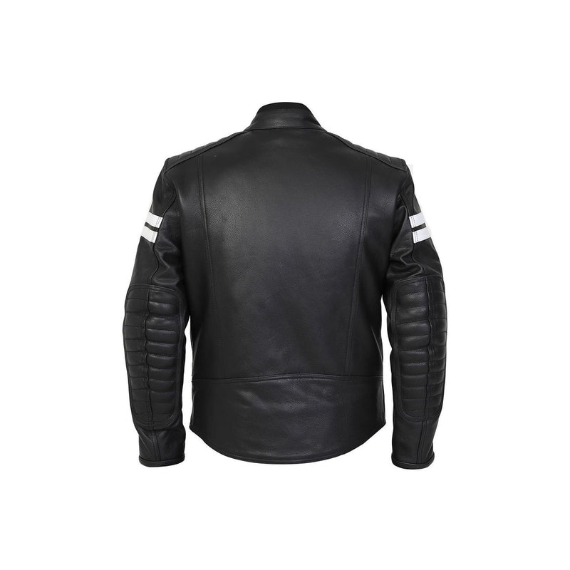 Huron Men’s Black Leather Motorcycle Jacket