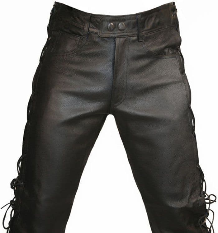 Lace Sided Leather Biker Trousers by Skintan Leather