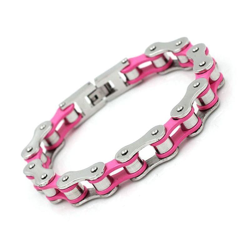 Ladies Motorcycle Chain Bracelet Pink - 210 x 10mm - 750222