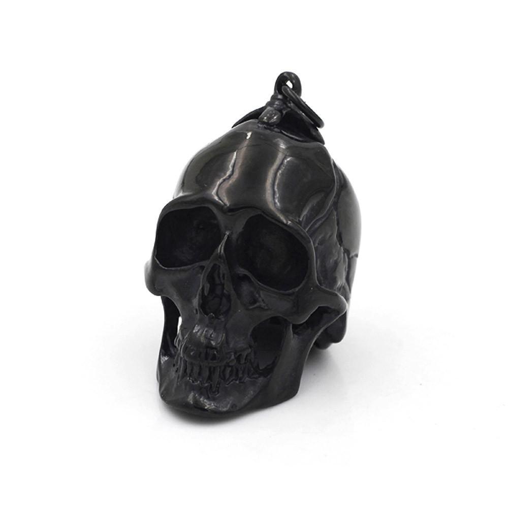 Large & Heavy Black Skull Pendant - Stainless Steel