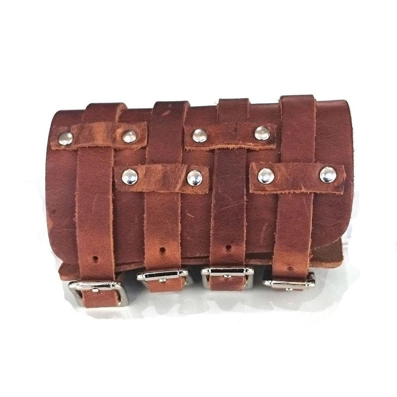 Large Leather Buckled Bracer - Black or Brown