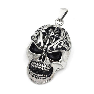 Large Stainless Steel Skull with Oxidised Eyes and Mouth - 051607