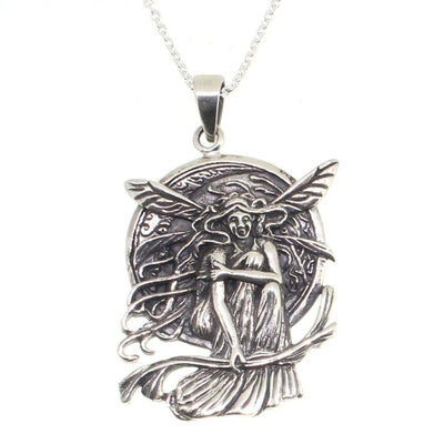 Large Sterling Silver Fairy Pendant