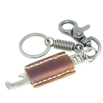 Leather and Metal Keyring With Bottle Opener