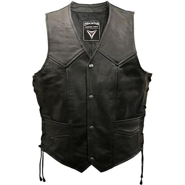 Leather Lace Sided Biker Vest by Skintan Leather